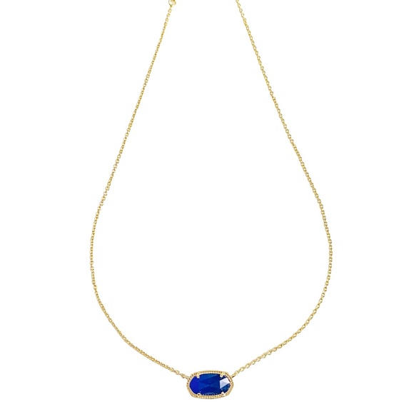 NEW Kendra Scott Elisa Gold and Cobalt Blue Glass Pendant Necklace - Picture 5 of 6